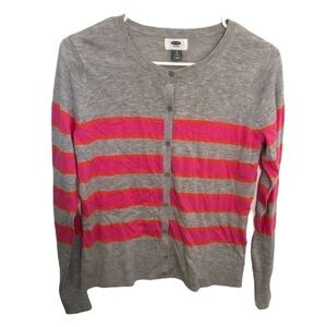 Old Navy Crewneck Button Down Cardigan Coral Tropics